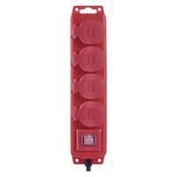 Predlžovacie káble Emos s vypínačom, červené, guma/neoprén, 4 zásuvky