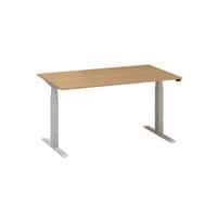 Výškovo nastaviteľné kancelárske stoly Alfa Up so sivým podnožím, 140 x 80 x 61,5-127,5 cm