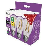 LED žiarovka Filament A60, pätka E27, 3,8 W, 3 ks