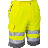 Hi-Vis šortky z poly-bavlny, sivá/žltá