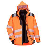 PW3 Hi-Vis 3-v-1 Bunda, čierna/oranžová