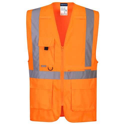 Hi-Vis executive vesta s vreckom na tablet, oranžová