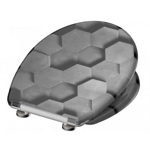 WC doska Schütte, soft close, Grey Hexagons