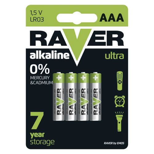 Alkalické batérie RAVER AAA (LR03)