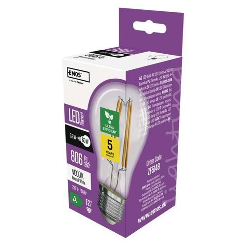 LED žiarovky Filament A60, pätka E27, 3,8 W