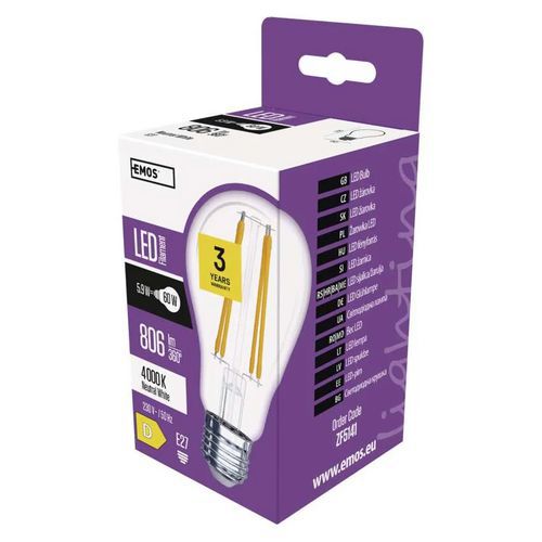 LED žiarovky Filament A60, pätka E27, 5,9 W