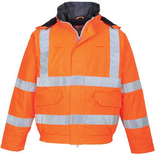 Nehorľavá antistatická vetrovka Bizflame Rain Hi-Vis, oranžová