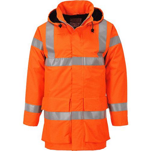 Nehorľavá vetrovka Bizflame Hi-Vis Multi Lite Rain, oranžová