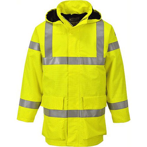 Nehorľavá vetrovka Bizflame Hi-Vis Multi Lite Rain, žltá