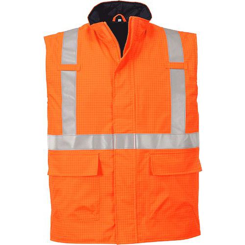 Nehorľavá antistatická vesta Bizflame Rain Hi-Vis, oranžová