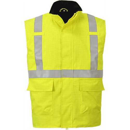 Nehorľavá antistatická vesta Bizflame Rain Hi-Vis, žltá