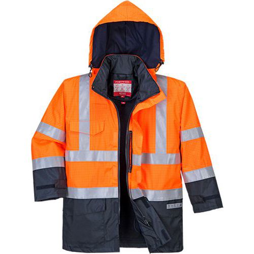 Nehorľavá vetrovka Bizflame Hi-Vis Multi-Protection, modrá/oranžová