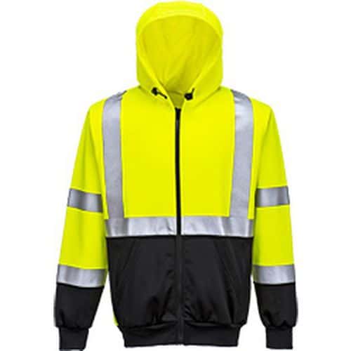 Dvoubarevná Hi-Vis mikina s kapucí, černá/žlutá