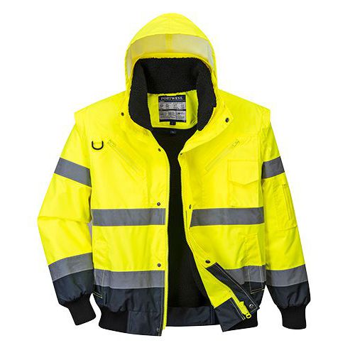 Vetrovka Hi-Vis Bomber, tmavo modrá/žltá