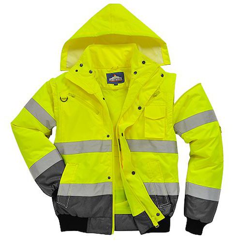 Vetrovka Hi-Vis Bomber, sivá/žltá