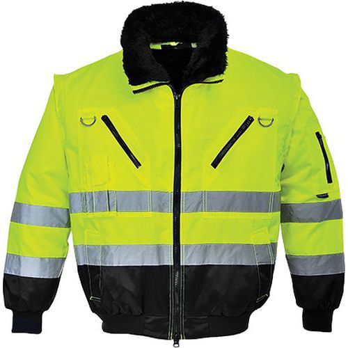 Hi-Vis Pilot vetrovka 3 v 1, čierna/žltá