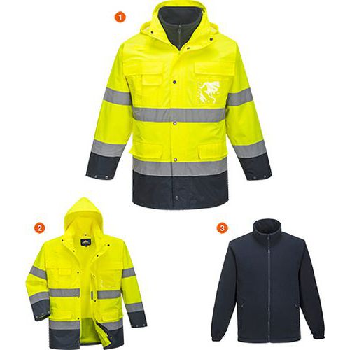 Hi-Vis Lite 3 v 1 vetrovka, modrá/žltá