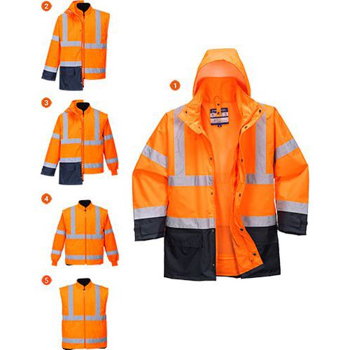 Vetrovka 5v1 Hi-Vis Executive, modrá/oranžová