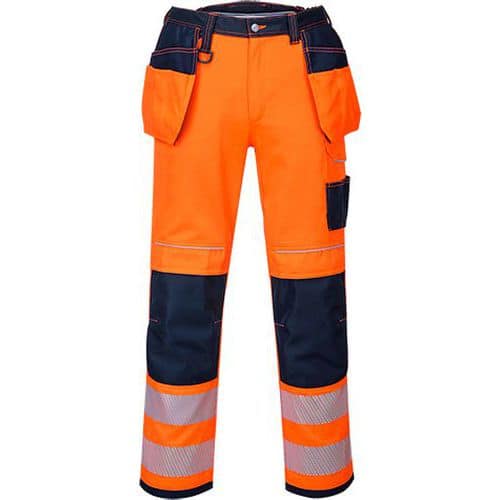 PW3 Hi-Vis Pracovné nohavice, modrá/oranžová