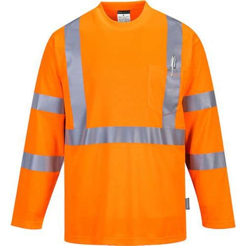 Reflexné Hi-Vis tričko s dlhým rukávom, oranžová