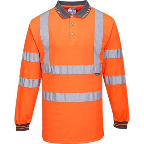 Polokošeľa Hi-Vis s dlhým rukávom, oranžová