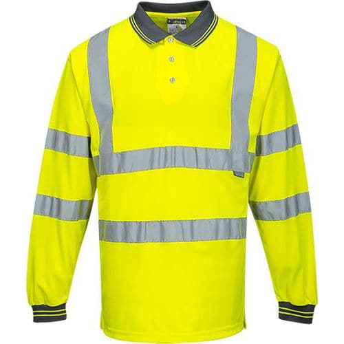 Polokošeľa Hi-Vis s dlhým rukávom, žltá