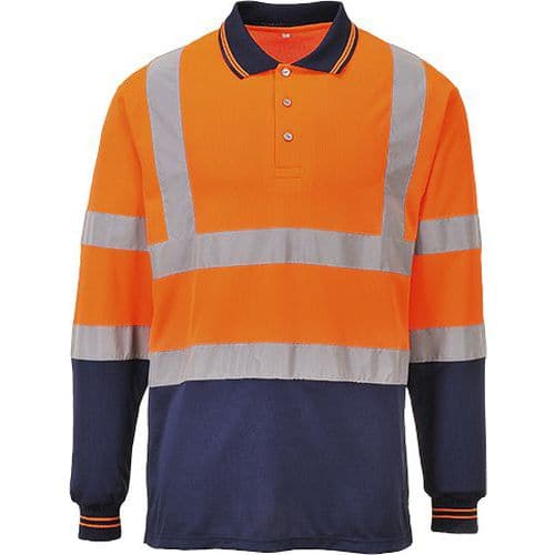 Polokošeľa Two-Tone s dlhým rukávom, modrá/oranžová