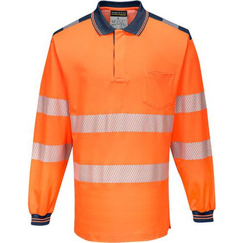 PW3 Hi-Vis Polo tričko L/S, modrá/oranžová