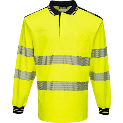 PW3 Hi-Vis Polo tričko L/S, čierna/žltá