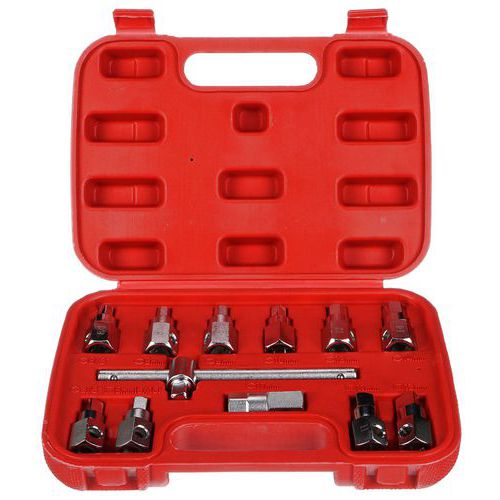 Súprava na vypúšťanie oleja MECHANIC OIL DRAIN SET 12, Hex + štvorhran, 12ks SIXTOL