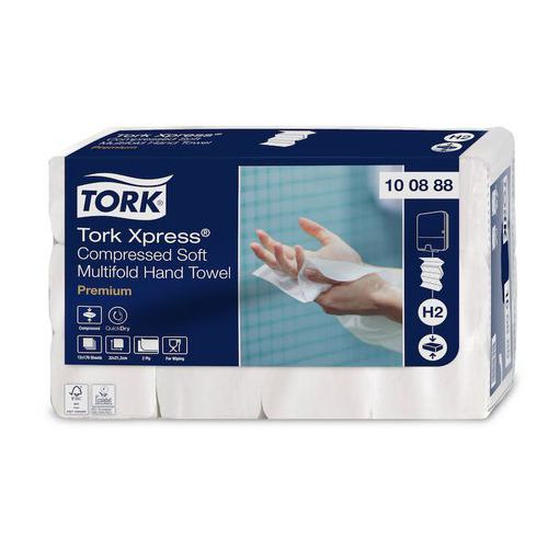 Papierové uteráky Tork Xpress Premium Soft 2-vrstvové, 170 útržkov, biele, 12 ks