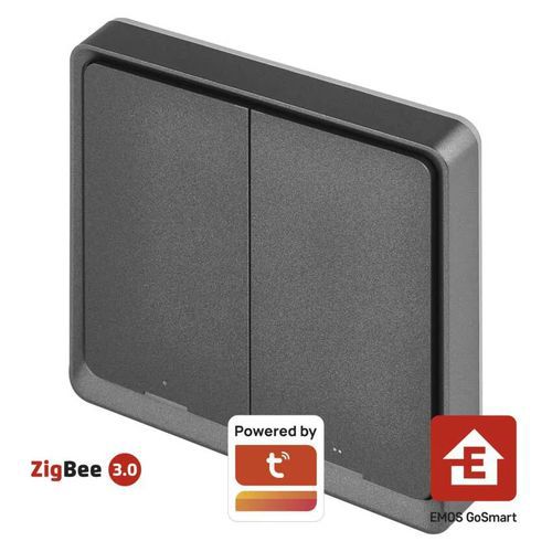 Prenosný ovládač scén GoSmart IP-2002ZB, ZigBee 3.0, 2-tlačidlový