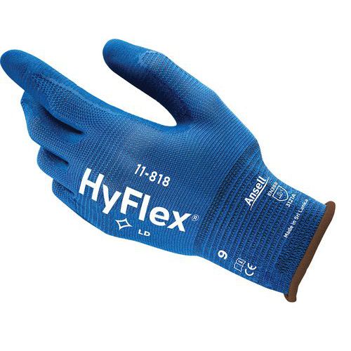 Nylonové rukavice Ansell HyFlex® 11-818 polomáčané v nitrile, 1 pár