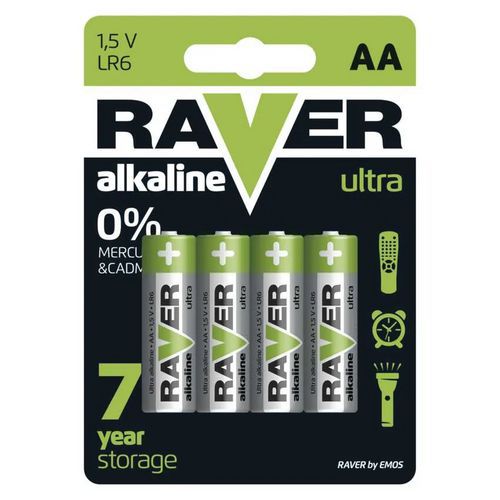 Alkalické batérie RAVER AA (LR6)