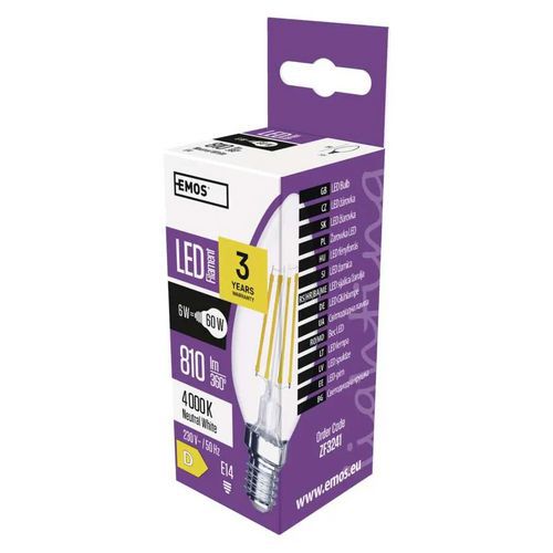 LED žiarovky Filament sviečka, pätka E14, 6 W