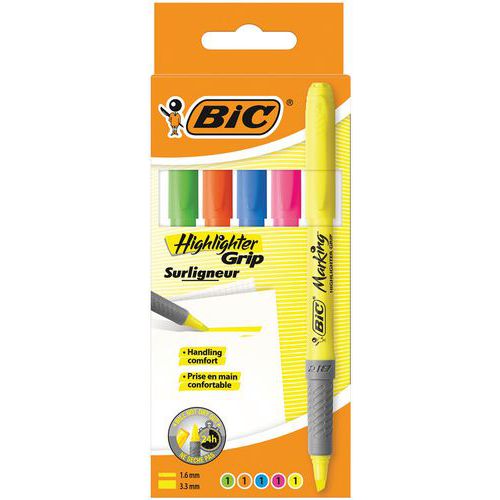 Súprava zvýrazňovačov BIC Highlighter Grip, 5 ks