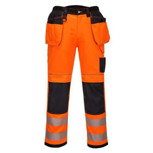 PW3 Hi-Vis Stretch nohavice, čierna/oranžová