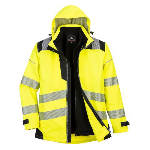 PW3 Hi-Vis 3-v-1 Bunda, čierna/žltá