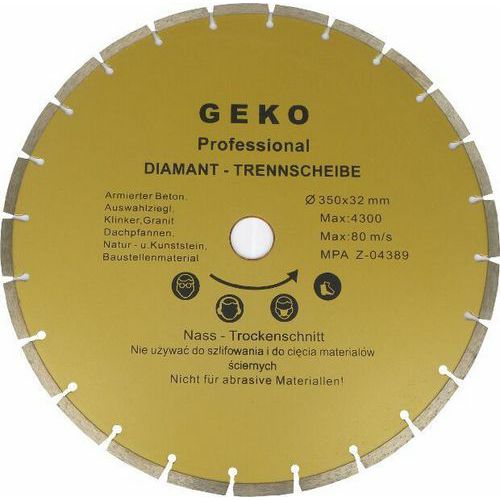 Diamantový rezný kotúč segmentový, 350x8x32mm, GEKO